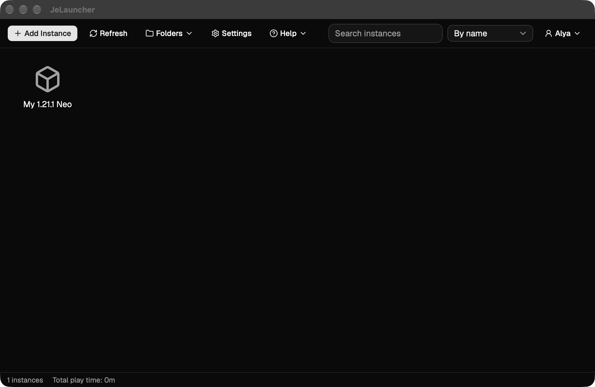 JeLauncher main window with the instance list